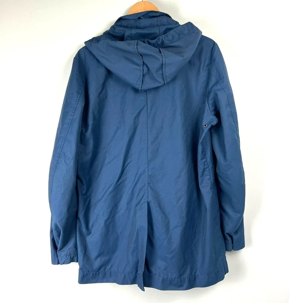 Lauren Ralph Lauren Men Blue Hooded Rain Jacket Trench Coat Sz 42L Long Heritage